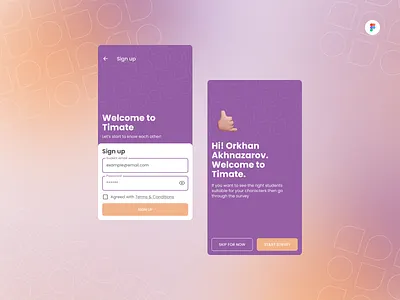 Timate: Mobile "Matching" app concept 3d animation branding dailyui dailyux design flat graphic design illustration logo minimal mobile app motion graphics product product design typography ui design ux design vector