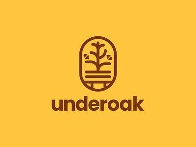 Underoak Brand Identity bench brand development brand identity branding case study clean identity line logo logo design logo symbol logotype mark minimal oak symbol testing testing software underoak yellow