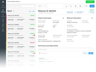Medical Referrals Inbox healthcare inbox medical referrals ui