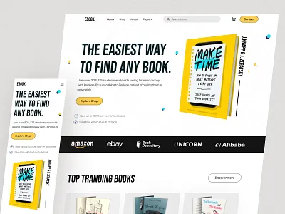 Book Store Website: Landing Page book book stroe landing landing page online book stor product design store ui design uihut uiux design uiux design agency web web design web resource web template web ui website website design