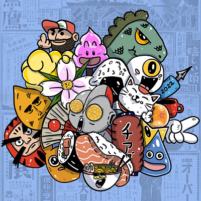 Japan pop doodles advertising branding cartoon design doodle doodle art doodles illustration logo