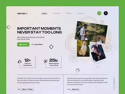 Vectgo Website branding design interface landing photo product startup storage ui upload web website