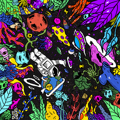 Space delirium advertising art branding cartoon concept design digital illustration doodle doodle art doodles graphic design illustration print