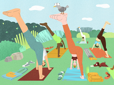 Downward Dog Split character design female illustration illustrator outdoor park sports summer texture vancouver vector yoga