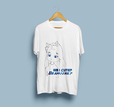 Cute Evil face Line art T-shirt smile