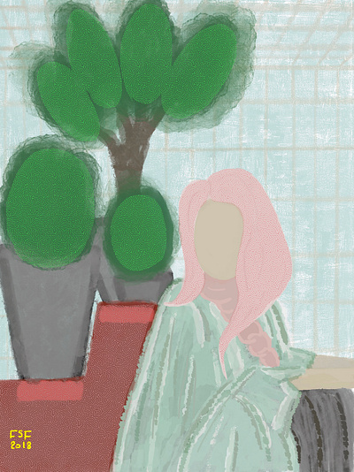 Firouzeh Is Thinking About Her Past apple pencil digital work illustration painting procreat