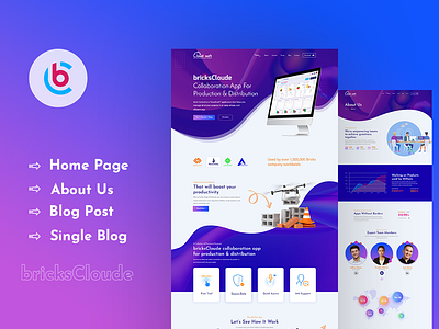 BricksCloude - Product Landing XD Template agency site agency website app landing applanding website landing page landing website modern design net and clean design website