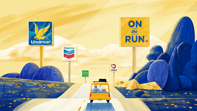 Journie Reward - On the road car country family god rays illustration landscape motion graphics nature photoshop road road trip style frame trip