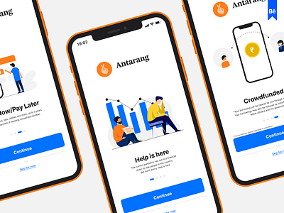 Finance App Onboarding 🪙 | Antarang app design case study colorful crowdfunding crowdfunding app design donation donation app finance finance app fintech app illustration inspiration mobile app onboarding onboarding illustrations ui uiux ux walkthrough