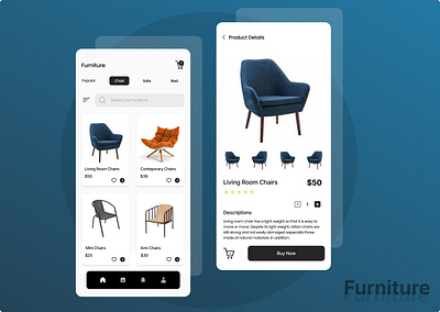 Furniture App app chair eccommerce furniture mobile shop sofa ui uiux