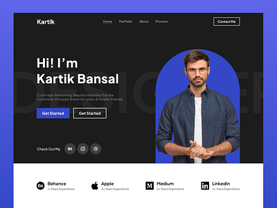 Kartik | Freelancer Portfolio Website agency clean creative freelancer hero homepage landing page layout personal personal portfolio portfolio responsive tanim ui ui design user interface web web design website website theme