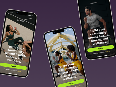 Fitness Landing Page app cardio coach crossfit design exercise fitness gym health healthy mobile pilates running splash screen sport trainer training ui ux workout