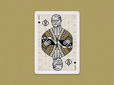 The Cross Playing Cards ⚜️ KQJ Spades engraving etching illustration line art peter voth design playing cards riffle shuffle woodcut