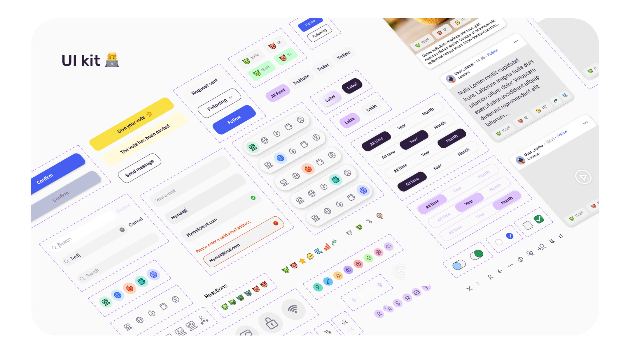 social trolls UI kit app branding design graphic design icon illustration kit logo social network ui ux