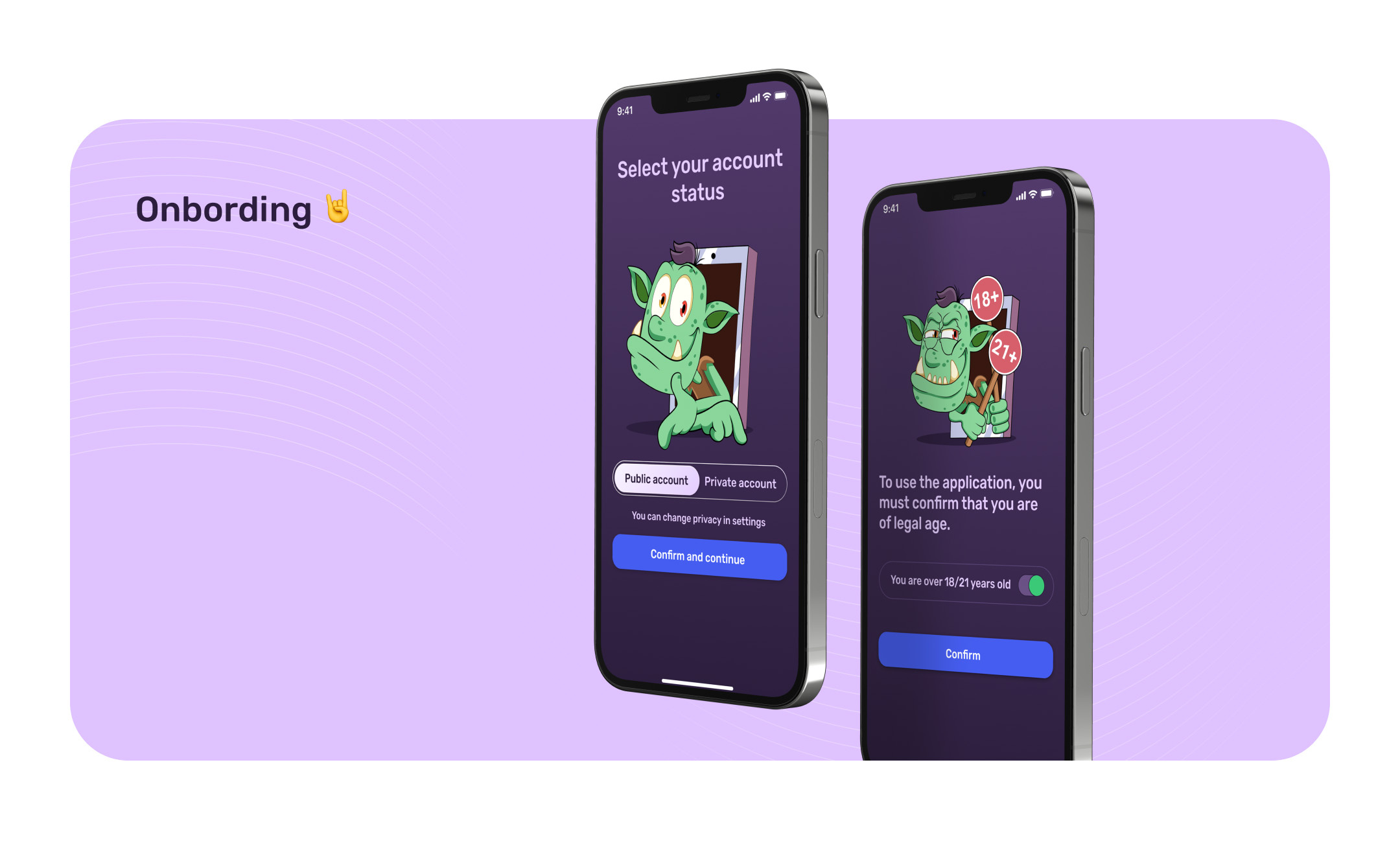 social trolls onboarding app design illustration social network ui ux