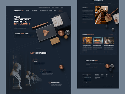Lawyer§Law ⚖️ 3d bronze copper design figma flat hero homepage landing page law lawyer logo materials minimal navy numbers ui ux web website