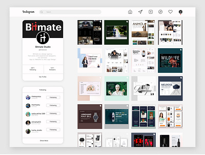 Instagram Re-design app bitmate design bitmatestudio branding clean design feed instagram post profile trending ui ux web web design