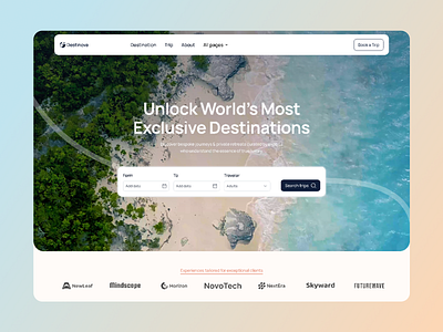 Destinova Travel Agency Website Template agencies agency branding corporate travel agencies design destinova illustration landing page logo luxury travel minimal modern portfolios template travel travel agency typography ui ux web