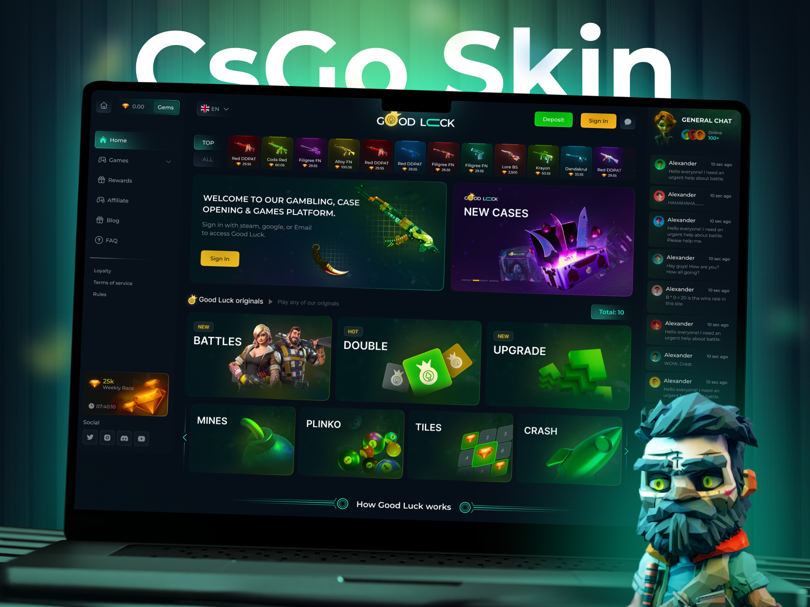 Example of Csgo Gambling Website Design.