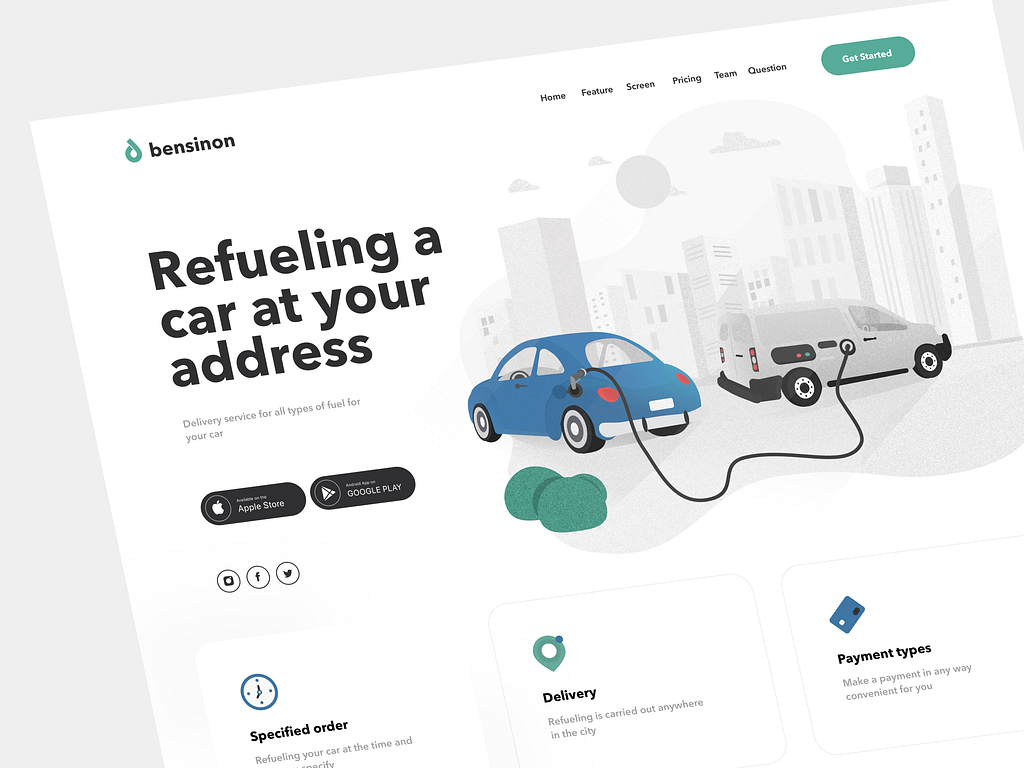 Fuel delivery app website by Roman Lel on Dribbble