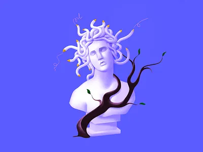 Art can hurt you ancient antique art artist character creativity digital art drawing fear greece greek mythology illustration marble medusa gorgon myth mythology portrait sculpture snake statue