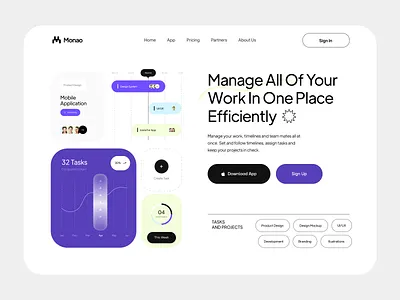 Task Manager Landing Page business intelligence goal tracking habit tracking notion productivity landing project management project planning and scheduling task management website team management team manager time management tools to do list management webflow landing page workflow automation