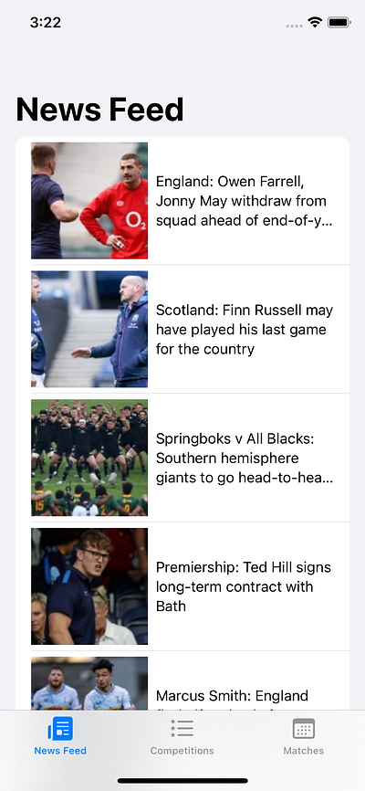 RugbyInfo IOS, swift UI