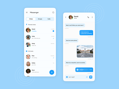 Messenger App app branding chat clean deibbble design graphic design home illustration logo message messenger messenger app mobile app photo send ui uiux ux voice