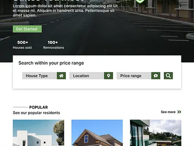 Real estate landing page figma ui ux design web design