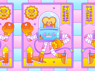 Peachtober22: Robot anime boxer brawl bread character design childrens illustration colorful concept cute design fight flat graphic design illustration illustrator kawaii robot texture vector vector graphic