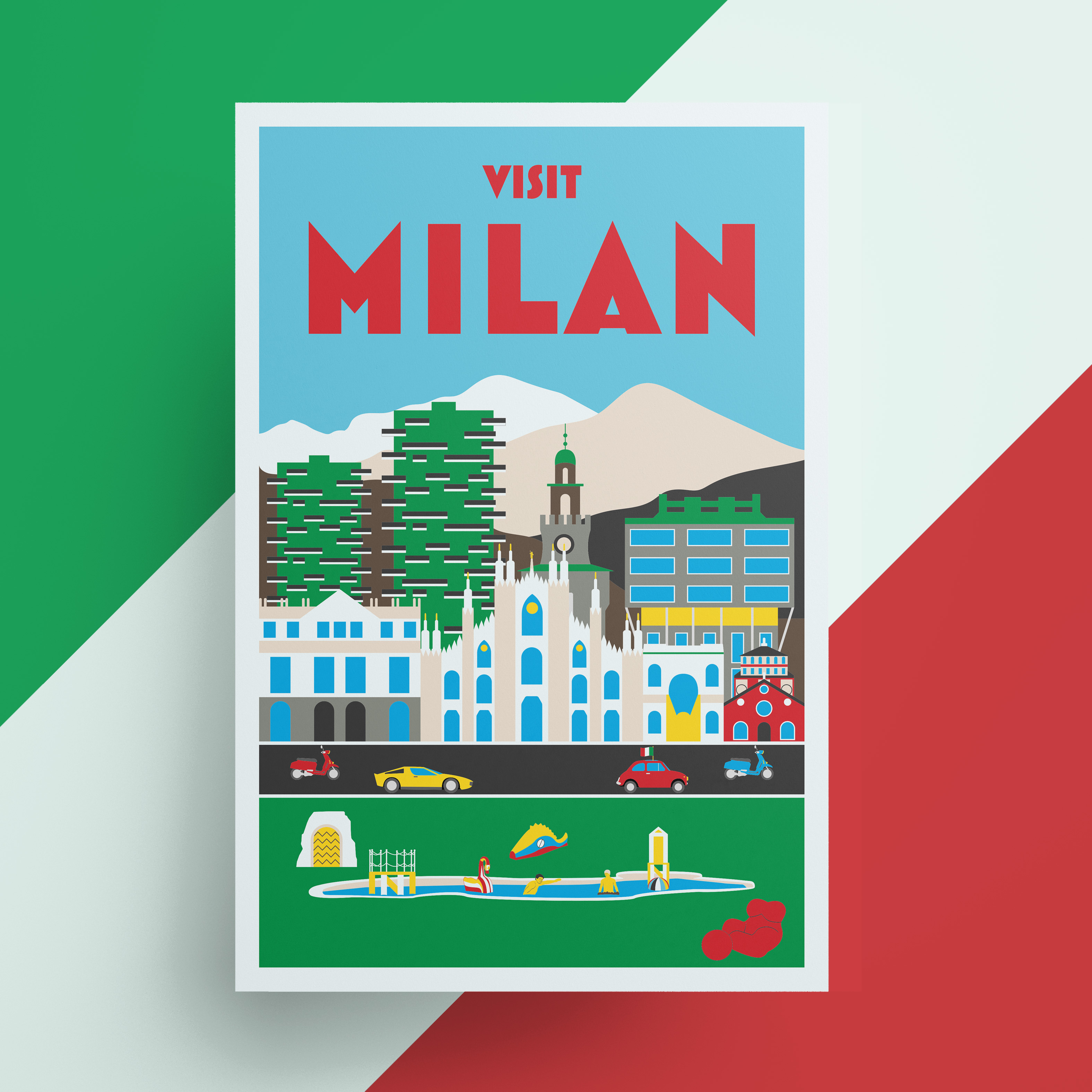 Milan Italy travel poster by Rexx DeMarzio on Dribbble