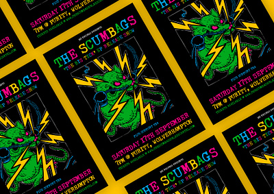 THE SCUMBAGS Ep Release Show Flyer badge branding colours design flyer identity illustration logo logo design punk thescumbags typography vector