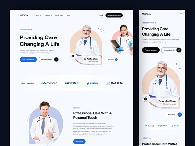 Medical Website Landing Page Design care clean doctor doctor website hospital landing page medical medical website medicine minimal patient ui ui design ux web web design website