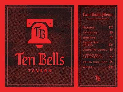 Ten Bells Tavern branding design logo logo design menu menu design riso typography vintage