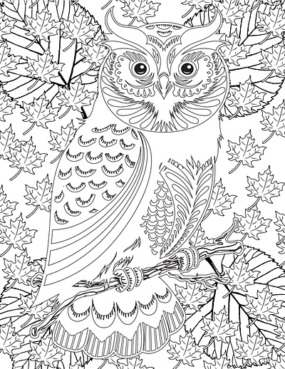 Hidden owl Page 3 adult coloring books blackandwhile pages coloring books design illustration mandala patterns patterns