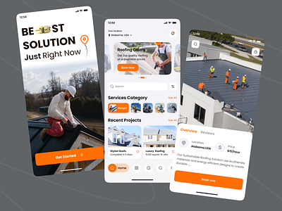 Roofing Services Mobile App app design booking cleaning design home care home services mobile app mobile design repairing repairing services roof services roofing roofing services services services app services mobile app ui user interface ux web design