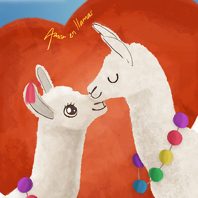 Love in Llamas graphic design illustration