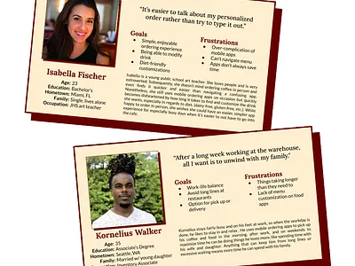 Mobile Cafe App Personas app design ui ux