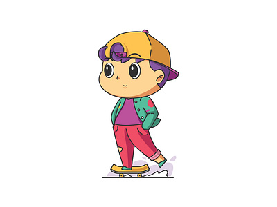 Boy Playing Scooter Illustration illustration