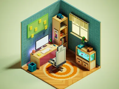 Voxel Office Room 3d design illustration magicavoxel voxel