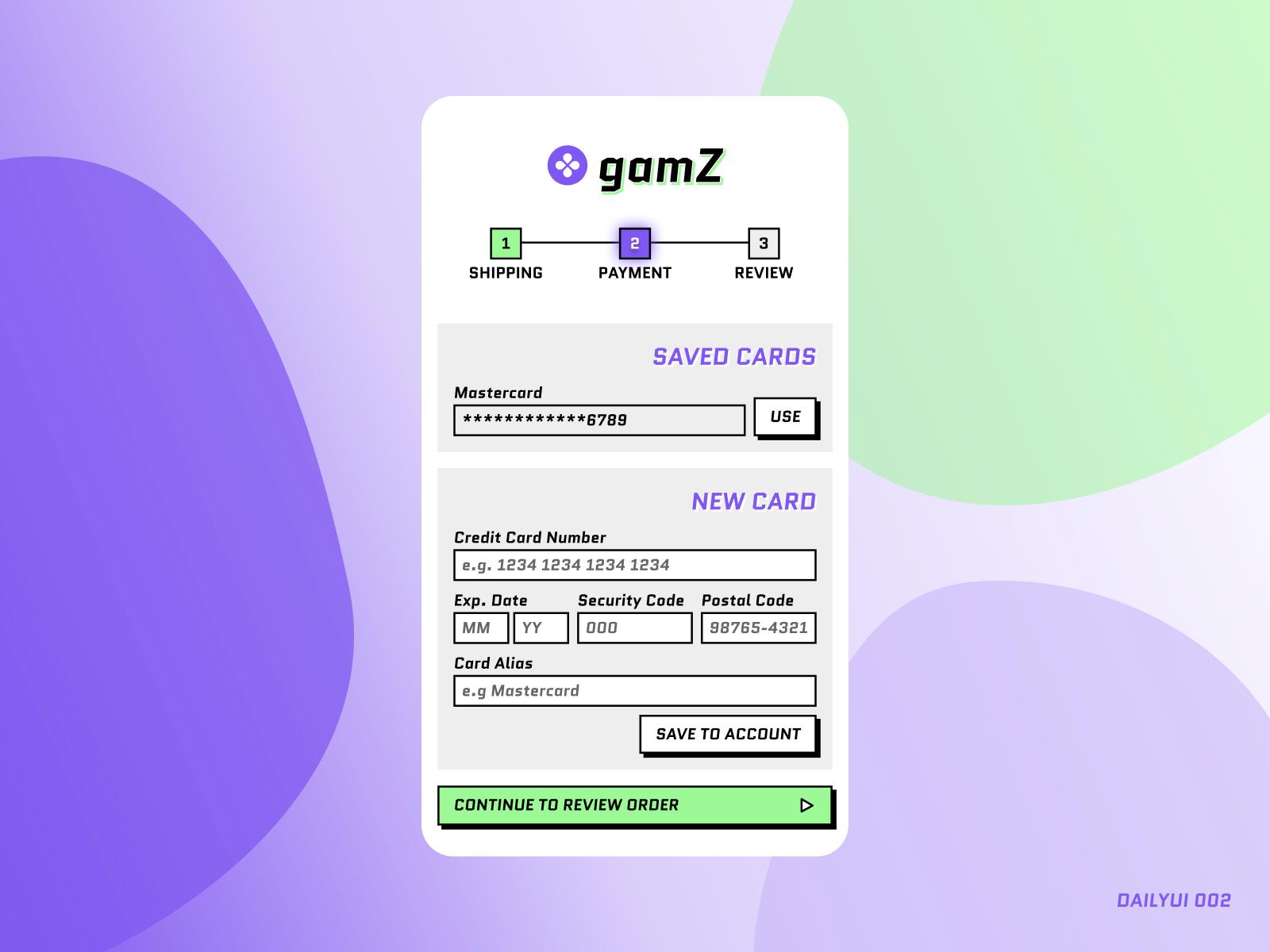 Example of Payment Form