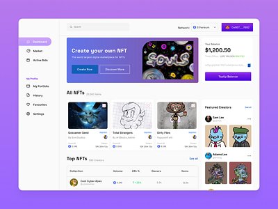 Nft Marketplace branding dashboard design homepage illustration landingpage logo nft ui uiuxdesign uiuxdesigner