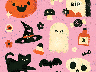cute spooky halloween autumn bat black cat candy cat ghost gravestone halloween key pattern poison potion pumpkin rip skeleton skull spooky stars texture witch