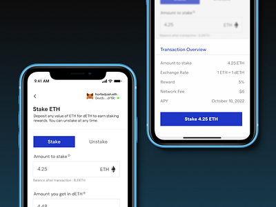 Liquid Staking dApp blockchain crypto dapp defi design eth figma nft stake user experience wallet web3