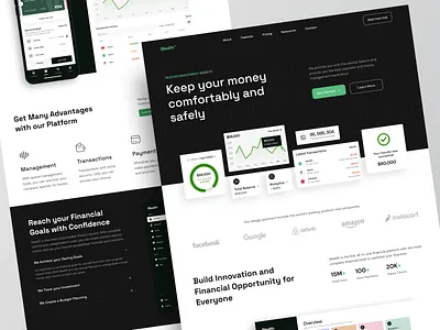 Wealth™ - Finance Website Landing Page bank credit card design finance financial fintech investment landingpage mobile app modern ui payment saas ui uidesign uiux web web app website websitedesign