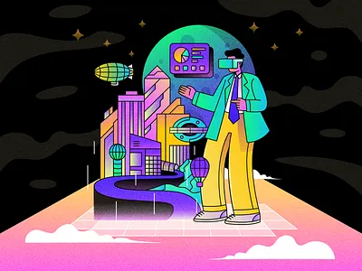 Metaverse Business ar business flat future hero image hologram illustration metaverse virtual virtual reality vr work
