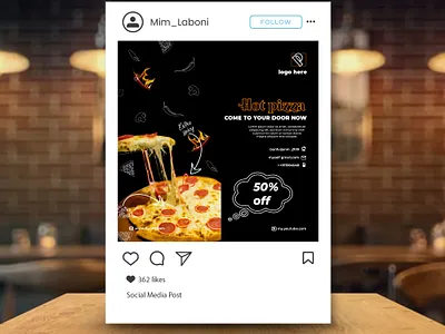 HOT PIZZA Soical Media post ad banner brand identity branding creative ad design facebook banner instagra story marketing ad pizza ad resuturent ad post soical media post