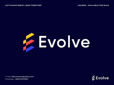 Evolve - Modern Letter E Logo Design branding business logo creative logo crypto design icon letter e letter mark lettering logo logo design logo icon minimal modern monogram nft saas symbol vector