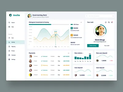 Invite dashboard dashboard design ui ux