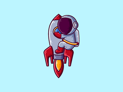Astronaut Rocket astronaut cartoon character cute graphic design icon illustration rocket space vector